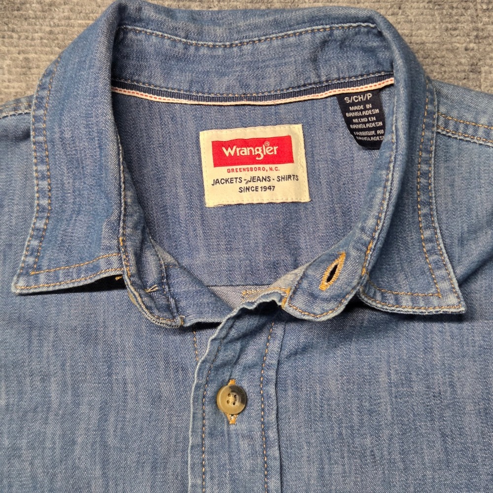 Wrangler Mens Blue Denim Long Sleeve Button Down Shirt Small 112359126 - Picture 5 of 15